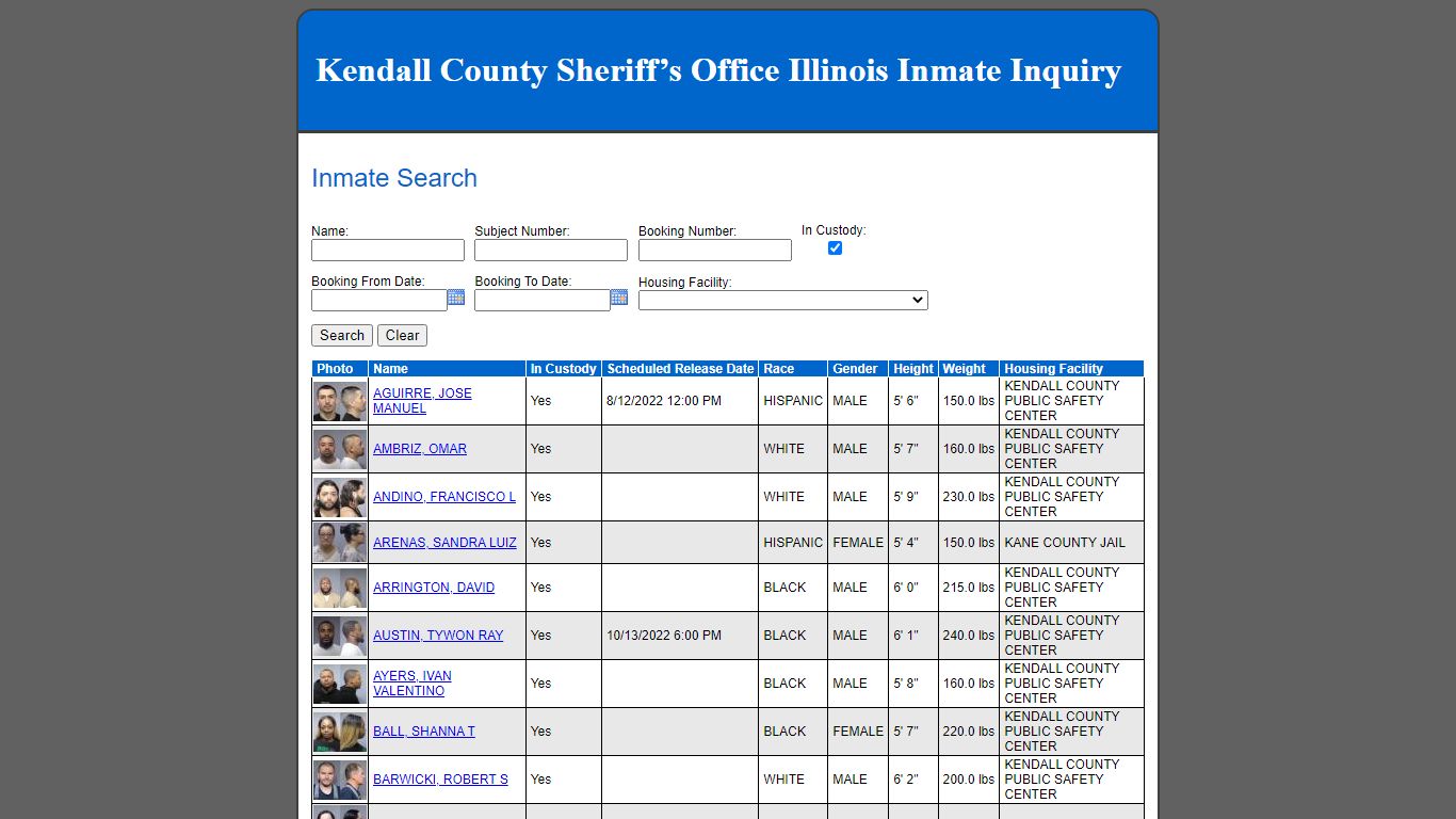 Inmate Search